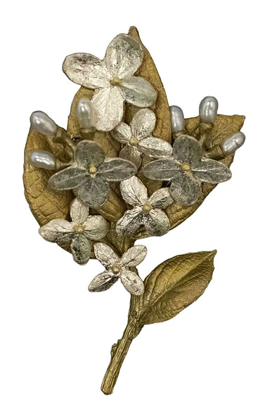 Ladies Michael Michaud White Hydrangea Brooch