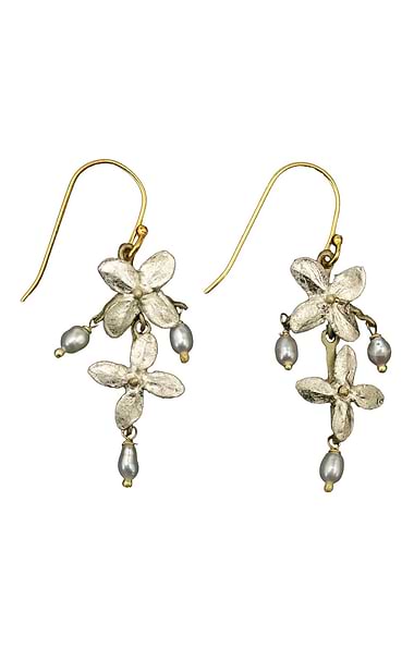 Ladies Michael Michaud White Hydrangea Earrings