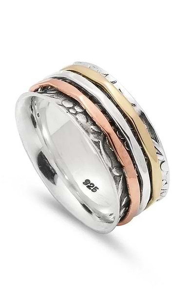 Ladies Multi Banded Floral Spinning Ring