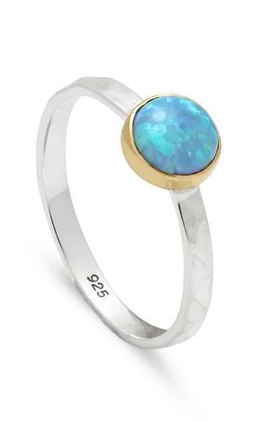 Ladies Small Hammered Opal Ring