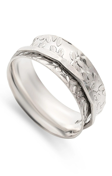 Ladies Silver Floral Spinner Ring