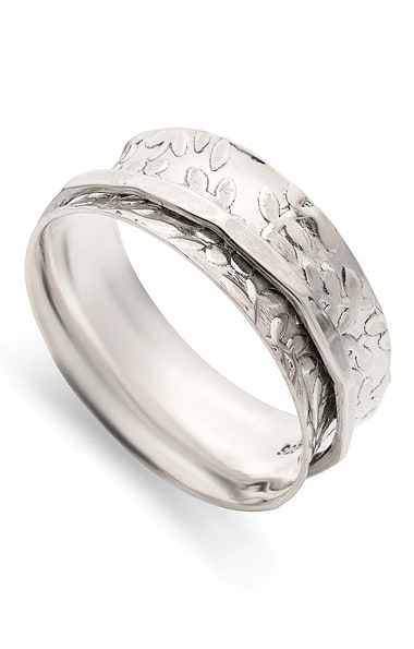 Ladies Silver Floral Spinner Ring
