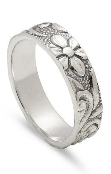 Ladies Silver Floral Ring
