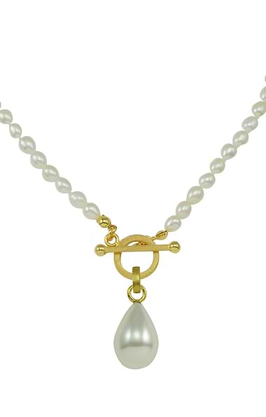 Perle T-Bar Fastening Necklace with Teardrop Pendant