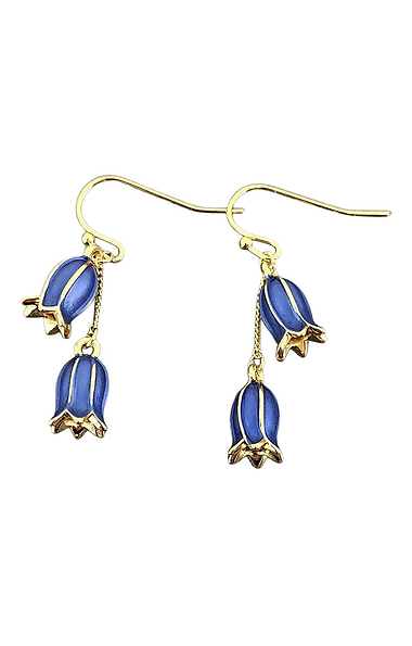 Ladies Bluebell Flower Double Drop Earrings