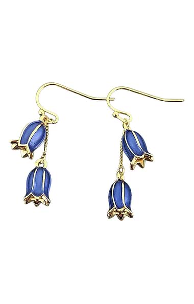 Ladies Bluebell Flower Double Drop Earrings