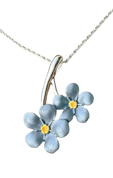 Ladies Forget Me Not Flower Pendant Necklace