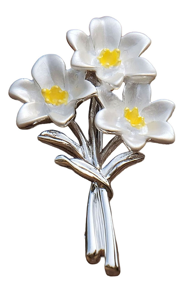 Ladies Narcissus Daffodil Flower Brooch