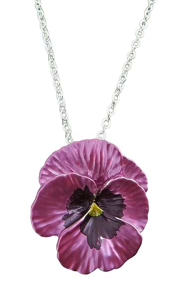 Ladies Pansy Pink Flower Necklace