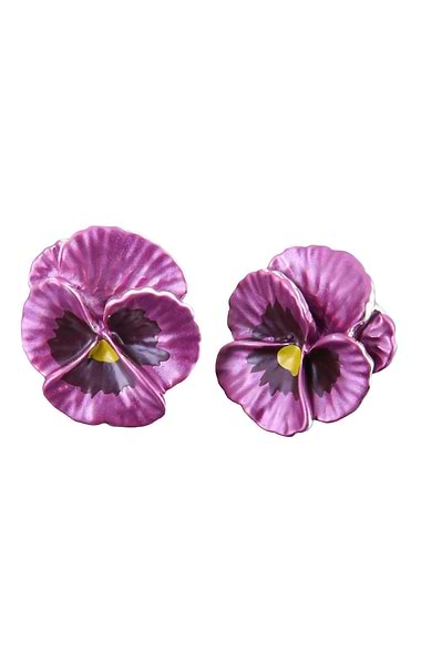 Ladies Pansy Pink Flower Stud Earrings
