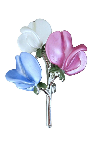 Ladies Sweet Pea Pastel Flower Brooch