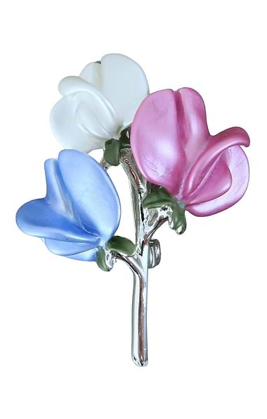 Ladies Sweet Pea Pastel Flower Brooch