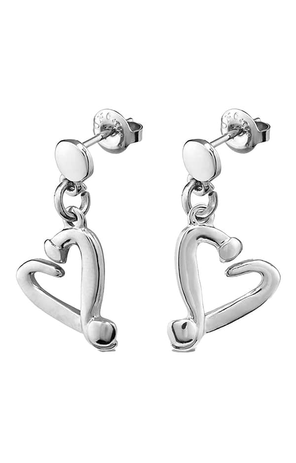 Uno de 50 Sterling Silver plated Nailed Heart Shaped Earrings