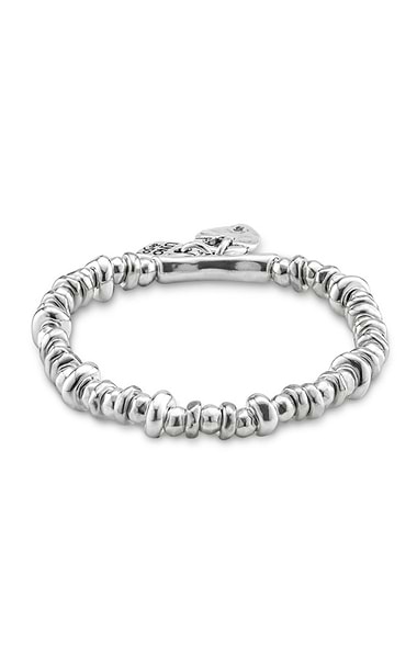 Uno de 50 Sterling Silver plated Elastic Bracelet with Heart Padlock