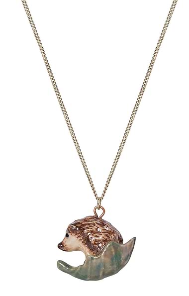 Hedgehog On A Leaf Necklace