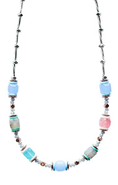Arran Bay 18 inch Glass & Pastel Agate Necklace