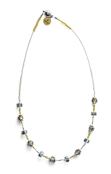 Arran Bay Grey Glass Half Bead Station Necklace
