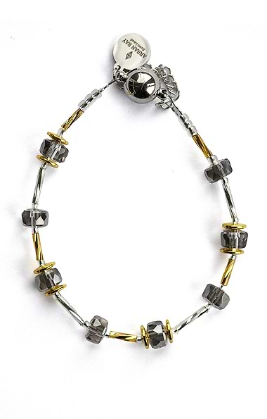 Arran Bay Grey Glass Magnetic Clasp Station Bracelet