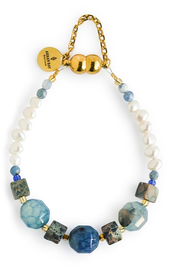 Arran Bay Blue Agate, Pearl and Jasper Bracelet