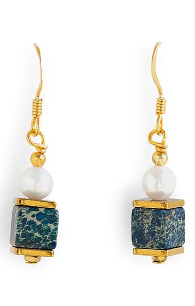 Arran Bay Blue Jasper and Pearl Earrings