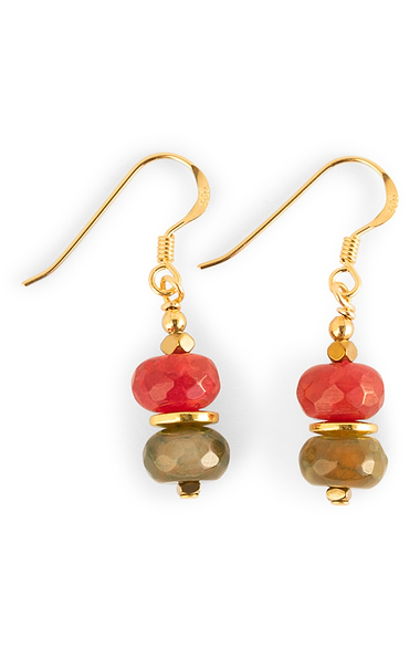 Arran Bay Coloured Wood and Agate Earrings