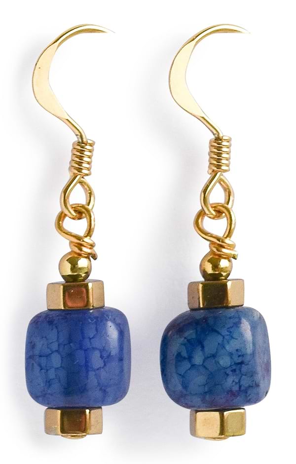 Arran Bay Blue Agate and Gold Earrings