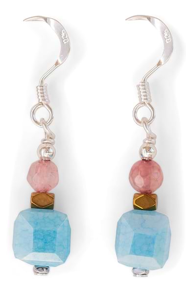 Arran Bay Blue Glass and Hematite Earrings
