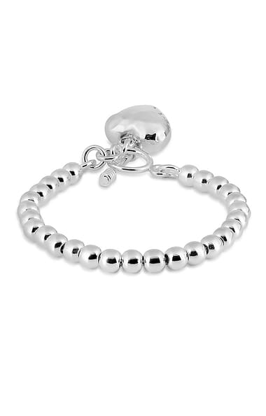 Bead Hammered Heart Bracelet