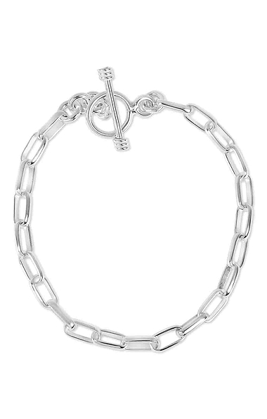 Silver Rectangular Chain Bracelet