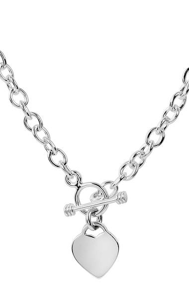 Silver Oval Heart Charm Necklace