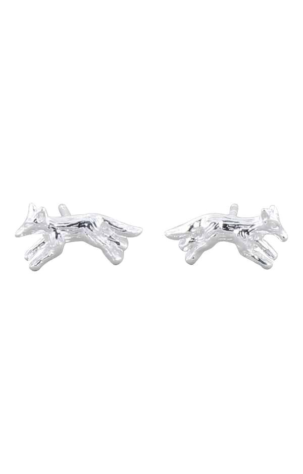 Reeves & Reeves Silver Running Fox Stud Earrings