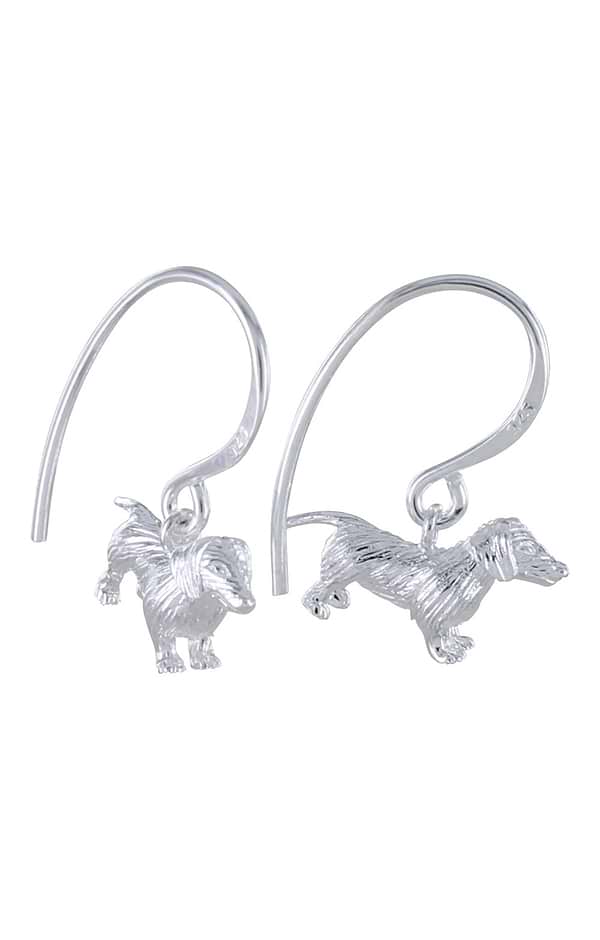 Reeves & Reeves Silver Dachshund Drop Earrings