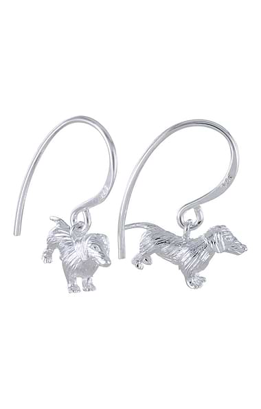 Reeves & Reeves Silver Dachshund Drop Earrings