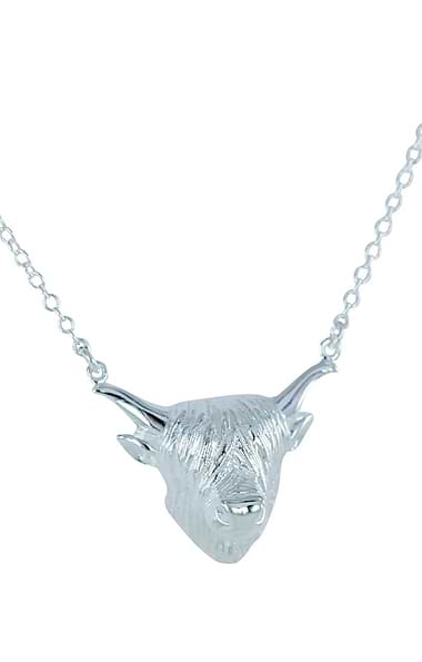 Reeves & Reeves Silver Highland Cow Necklace