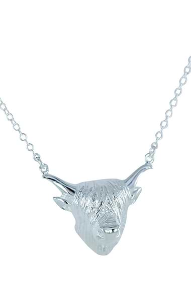 Reeves & Reeves Silver Highland Cow Necklace