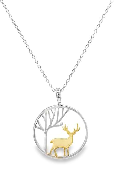 Reeves & Reeves Silver Stag Necklace