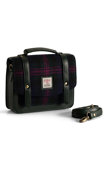 Ladies Mini Messenger Bag Trimmed with Harris Tweed 