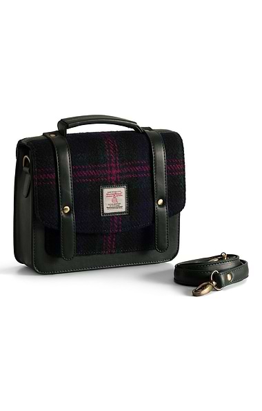 Ladies Mini Messenger Bag Trimmed with Harris Tweed
