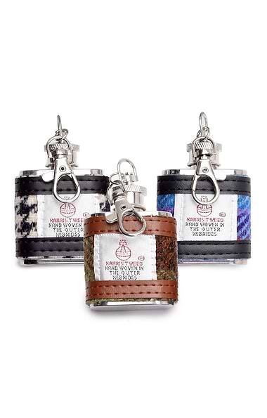 Hip Flask Keyring Covered in Harris Tweed®