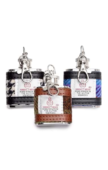 Hip Flask Keyring Covered in Harris Tweed®