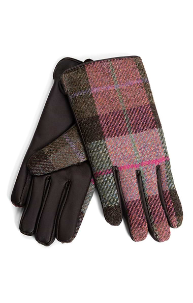 Ladies Harris Tweed® & Leather Orb Label Gloves