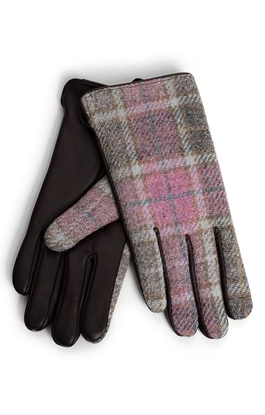 Ladies Harris Tweed® & Leather Orb Label Gloves