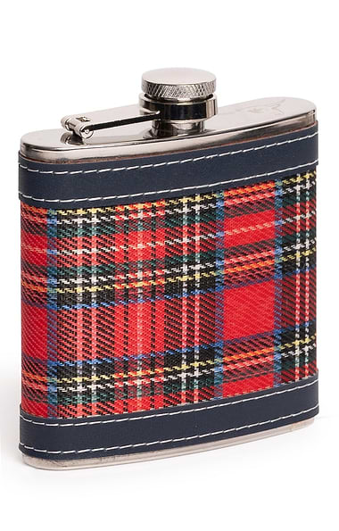 Tartan Covered 6oz Stainless Steel Hip Flask