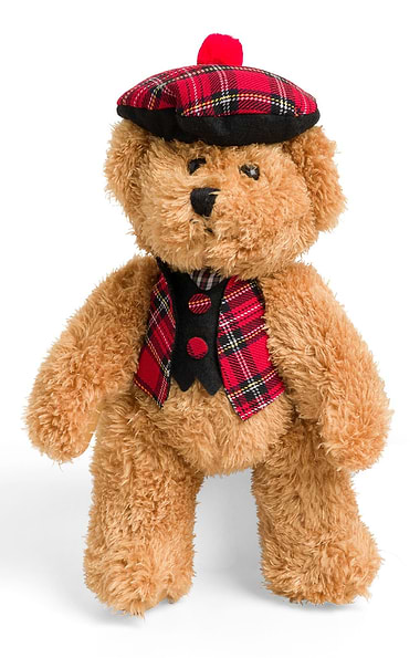 25cm Boy Teddy Bear with Scottish Tartan Outfit