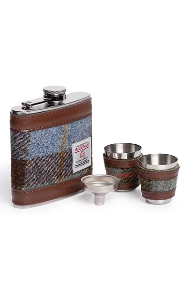 Harris Tweed® Covered Hip Flask & Cup Gift Set
