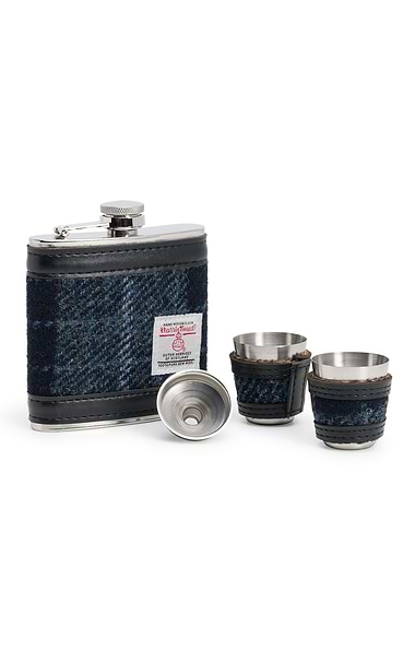 Harris Tweed® Covered Hip Flask & Cup Gift Set