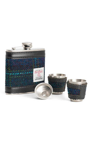 Harris Tweed® Covered Hip Flask & Cup Gift Set