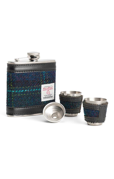 Harris Tweed® Covered Hip Flask & Cup Gift Set