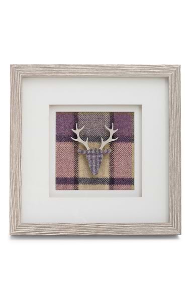Southbeach Designs Grey Framed Wooden Stag Head on Vibrant Tweed