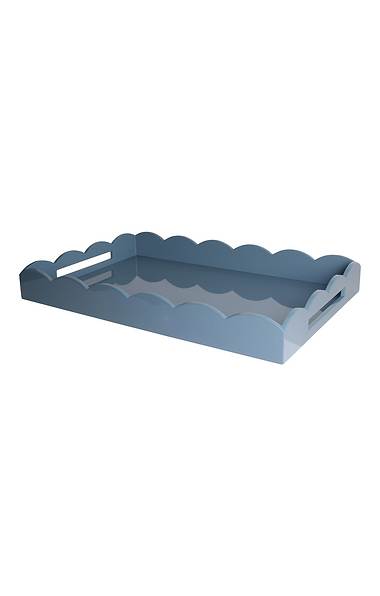 Chambray Large Lacquered Scallop Ottoman Tray
